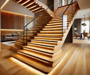 Ốp cầu thang gỗ công nghiệp không bền mà còn rất đẹp