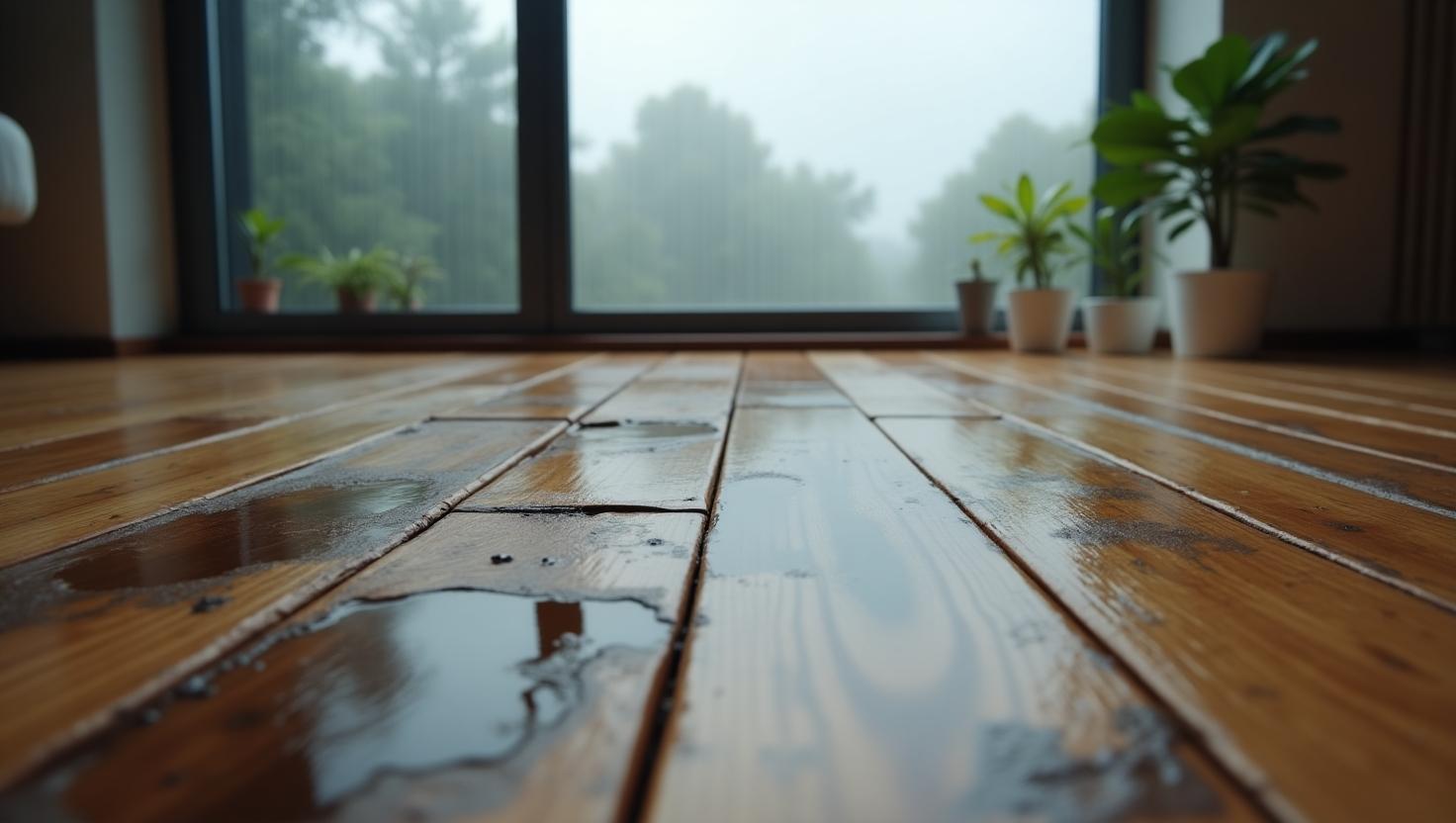 Sàn gỗ bị ngấm nước do thời tiết và độ ẩm cao