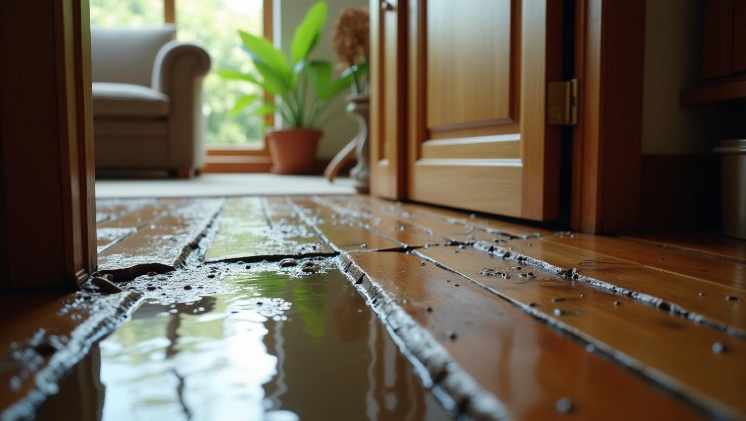 Sàn gỗ bị ngấm nước do thiết kế không thoát nước