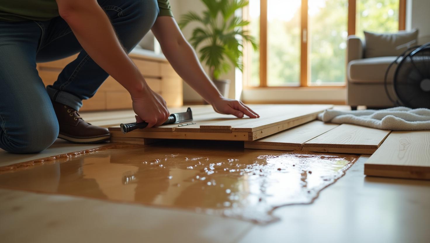 Xử lý sàn gỗ bị ngấm nước - Tháo gỡ và làm khô sàn gỗ