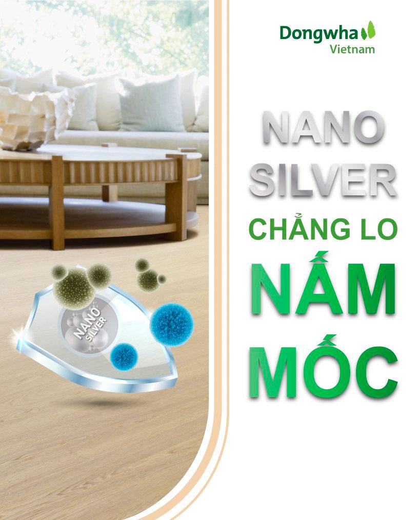 Bề mặt sàn gỗ Dongwha kháng khuẩn 99.9% nhờ công nghệ Nano Silver