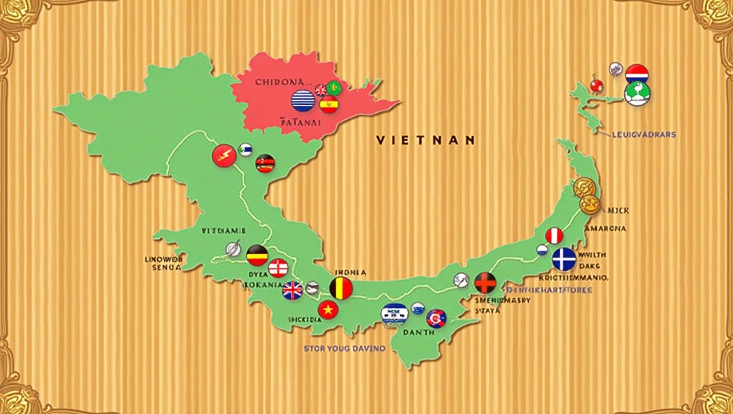 Bản đồ Việt Nam thể hiện sự chênh lệch giá sàn gỗ giữa các vùng