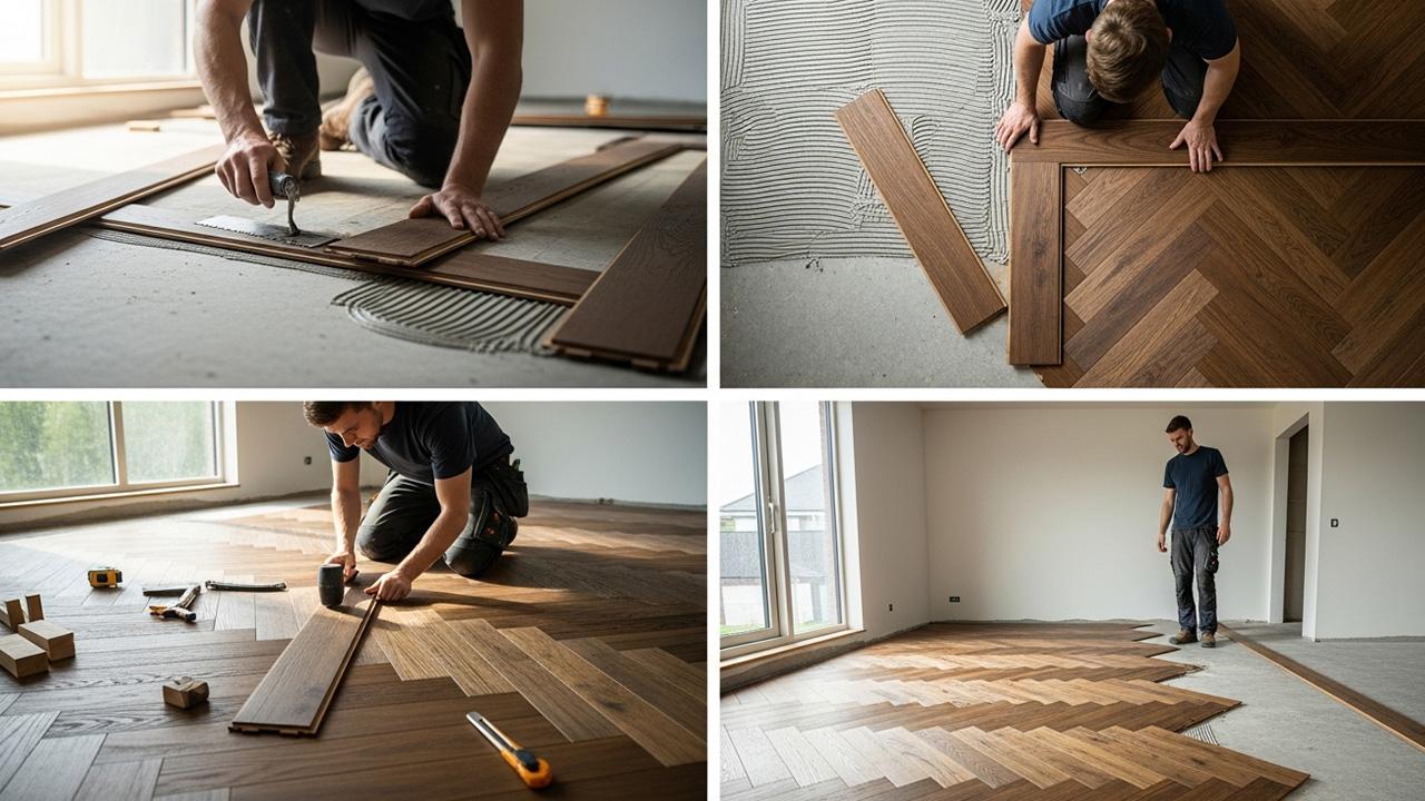 Quy trình lắp đặt sàn gỗ xương cá Malaysia: Lắp đặt